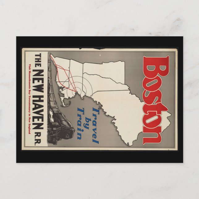 Vintage Travel Boston New Haven Railroad Train Postcard (Front)