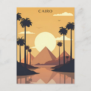 vintage travel Cairo Egypt Pyramids & Sphinx Giza Postcard