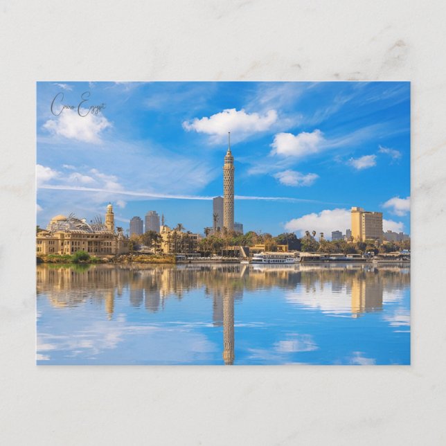 vintage travel Cairo Egypt Pyramids & Sphinx Giza Postcard (Front)