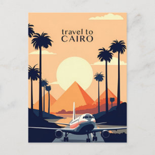 vintage travel Cairo Egypt Pyramids & Sphinx Giza Postcard