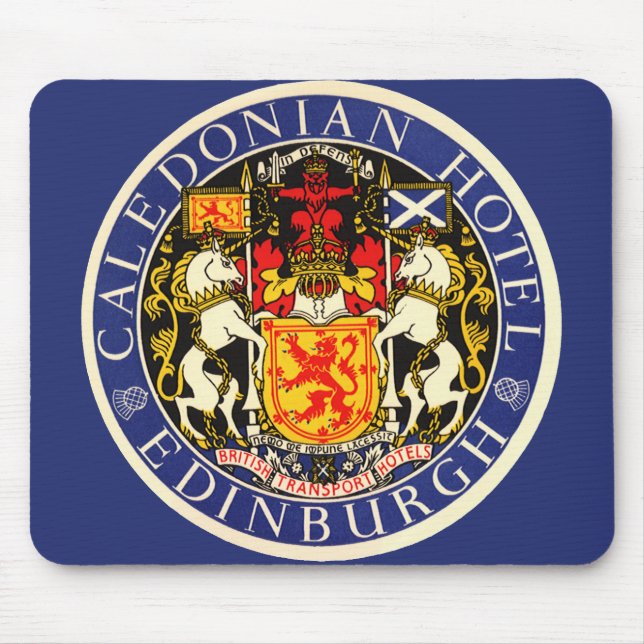 Vintage Travel Caledonian Hotel Edinburgh Scotland Mouse Pad (Front)