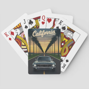 Vintage Travel California Sunset Muscle Car Playing Cards