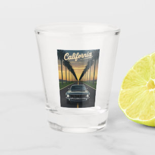 Vintage Travel California Sunset Muscle Car Shot Glass