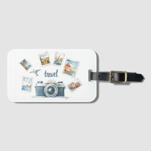 Vintage Travel Camera  Adventure Design Luggage Tag