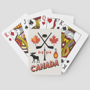Vintage Travel Canada National Icons Vector Style  Playing Cards