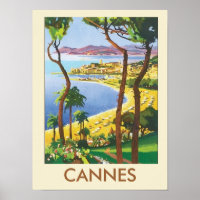 Vintage Travel Cannes Beach Scene