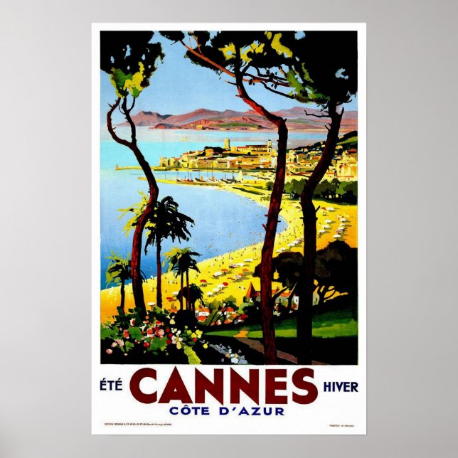 Vintage travel,Cannes Poster (Front)