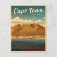 Vintage Travel Cape Town South Africa Retro Scenic