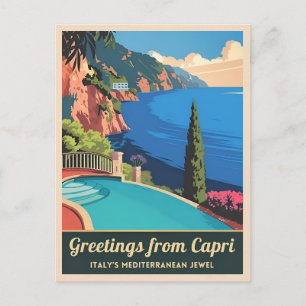 Vintage Travel Capri Italy Seaside Retro Scenic Postcard