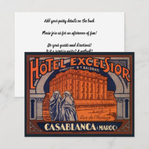Vintage Travel, Casablanca in Morocco, Africa Invitation