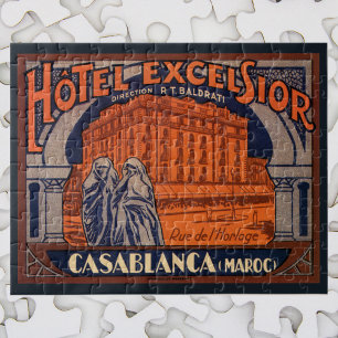 Vintage Travel, Casablanca in Morocco, Africa Jigsaw Puzzle