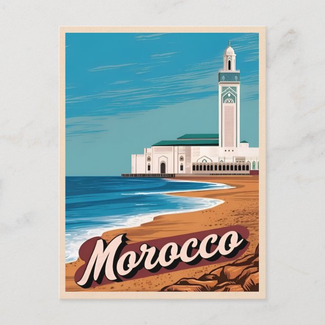 Vintage Travel Casablanca Morocco Retro Scenic Postcard (Front)