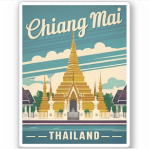 Vintage Travel Chiang Mai Thailand Retro Graphic