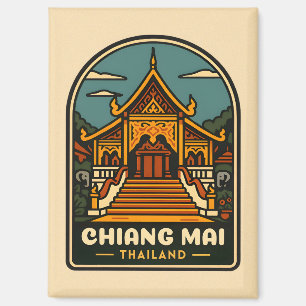 Vintage Travel Chiang Mai Thailand Retro Magnet