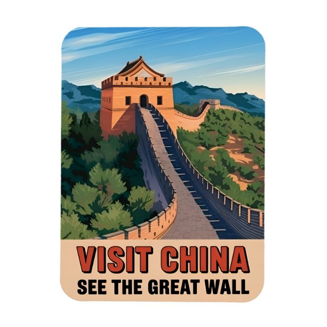 Vintage Travel China Great Wall Retro Landscape Magnet (Vertical)