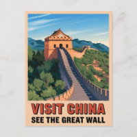 Vintage Travel China Great Wall Retro Landscape