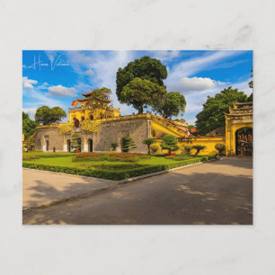 Vintage travel city hanoi vietnam retro vacation postcard