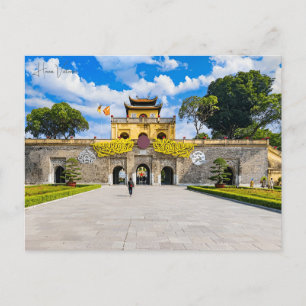 Vintage travel city hanoi vietnam retro vacation postcard