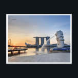 Vintage travel city Singapore skyline retro  Postcard<br><div class="desc">vintage,  retro,  travel,  modern,  watercolor,  classic,  city,  Singapore,  Marina bay sands,  asia, </div>