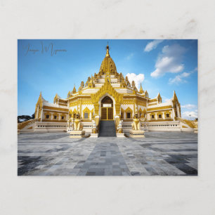 Vintage travel city Yangon Myanmar Buddhism Altar Postcard