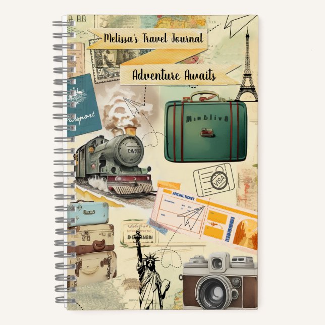Vintage Travel Collage 2 Notebook (Front)