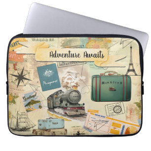 Vintage Travel Collage Laptop Sleeve