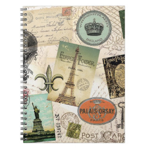 Vintage Travel collage notebook
