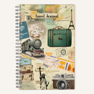 Vintage Travel Collage  Notebook