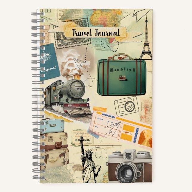 Vintage Travel Collage  Notebook (Front)