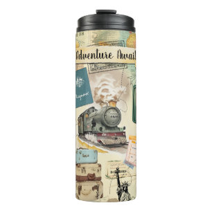 Vintage Travel Collage Thermal Tumbler