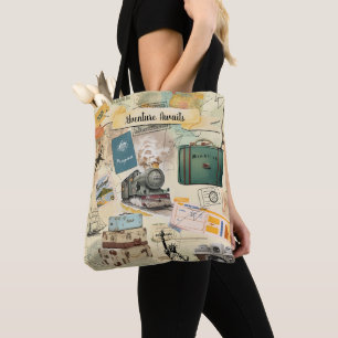 Vintage Travel Collage Tote Bag