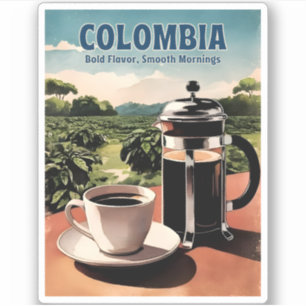 Vintage Travel Colombia Coffee Farm Retro Graphic