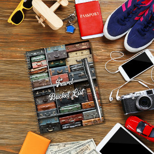 Vintage Travel Colourful Suitcase Photo Wanderlust Notebook