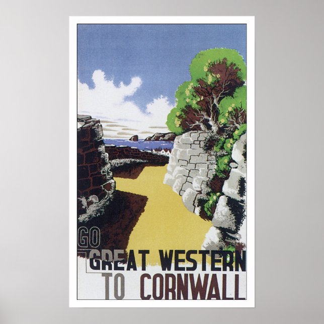 Vintage Travel Cornwall England Poster (Front)