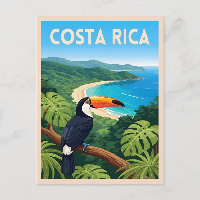 Vintage Travel Costa Rica Nature Beach Retro Postcard (Front)