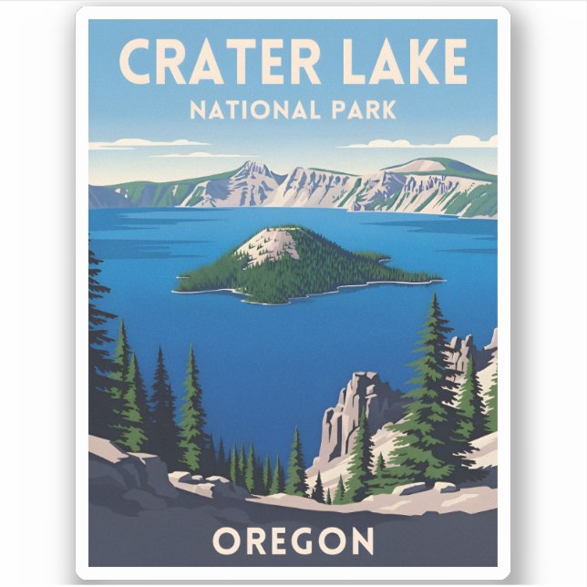 Vintage Travel Crater Lake National Park Oregon (Front)