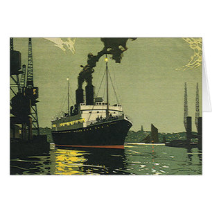 Vintage Travel, Cruise Ship in a Harbour
