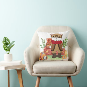 Vintage Travel Cute Bear Cartoon Adventure Cushion
