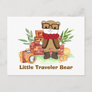 Vintage Travel Cute Bear Cartoon Adventure Holiday Postcard