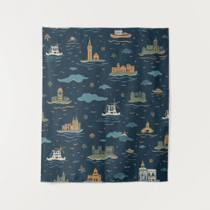 Vintage Travel Design Tapestries
