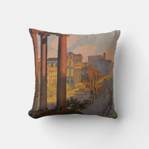 Vintage Travel Design with Roman Forum in View Cushion