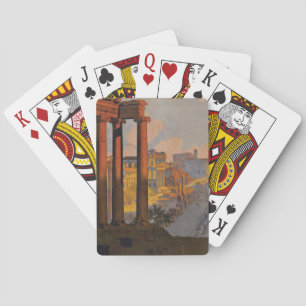 Vintage Travel Design with Roman Forum in View Playing Cards