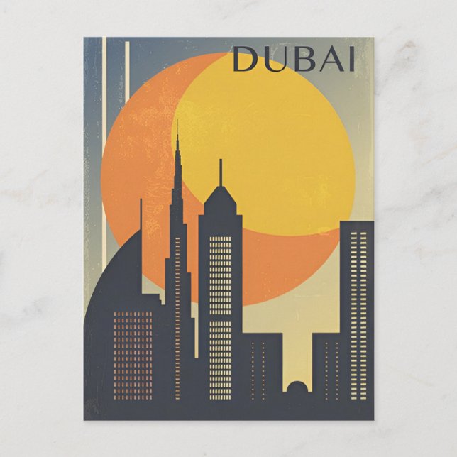 vintage travel Dubai United Arab Emirates city Postcard (Front)