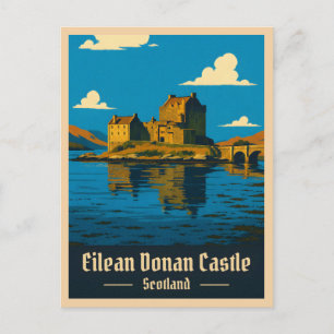 Vintage Travel Eilean Donan Castle Scotland Retro Postcard