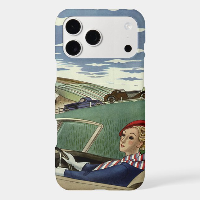 Vintage Travel, Elegant Woman in Convertible Car (Back)