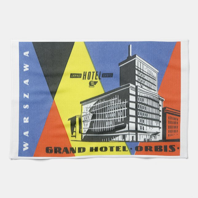Vintage Travel Europe, Warsaw (Warszawa), Poland Tea Towel (Horizontal)