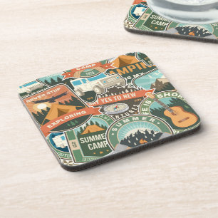 Vintage Travel Explorer Pattern Coaster
