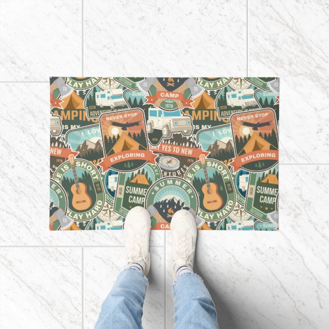 Vintage Travel Explorer Pattern Doormat (Indoor)