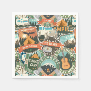 Vintage Travel Explorer Pattern Napkin