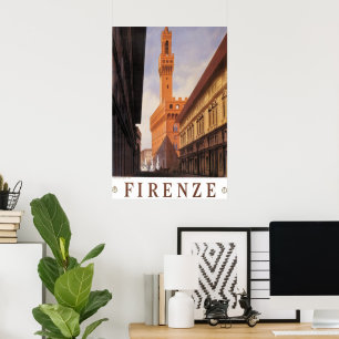 Vintage Travel, Firenze, Florence, Palazzo Vecchio Poster